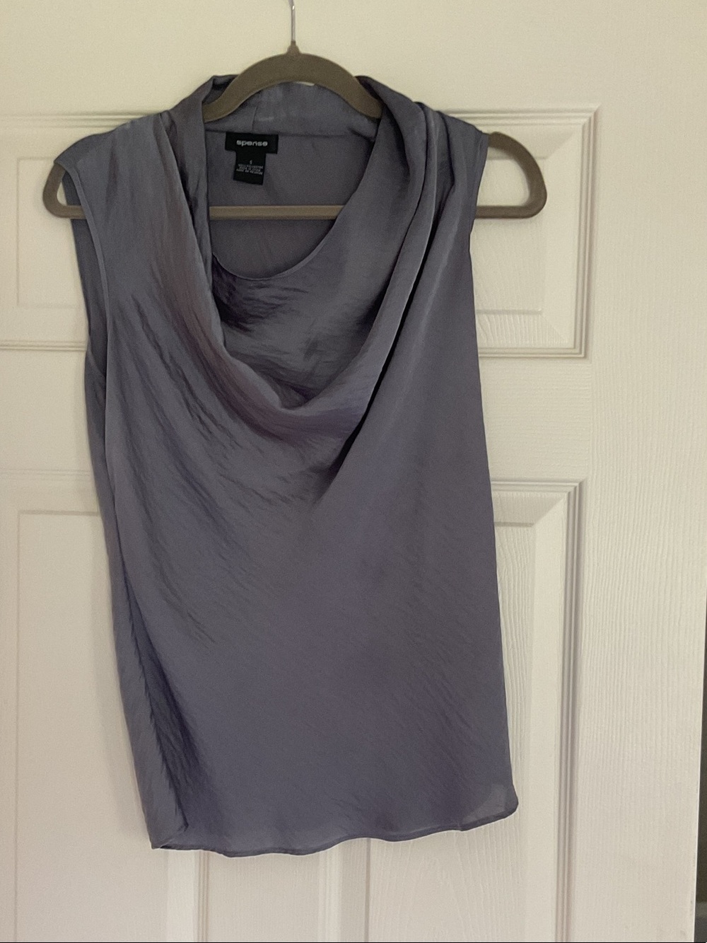 Silky Draped Sleeveless Top in Dusty Lavender/Grey